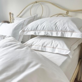 Lenjerie bumbac percal alb cu feston LINEN