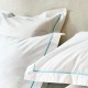 Lenjerie bumbac percal alb cu feston BLUE CELADON