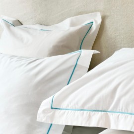 Lenjerie bumbac percal alb cu feston BLUE CELADON