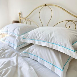 Set fete de perna bumbac percal cu feston BLUE CELADON