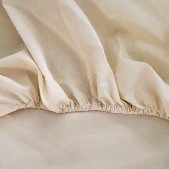 Cearsaf elastic bumbac percal IVOIRE